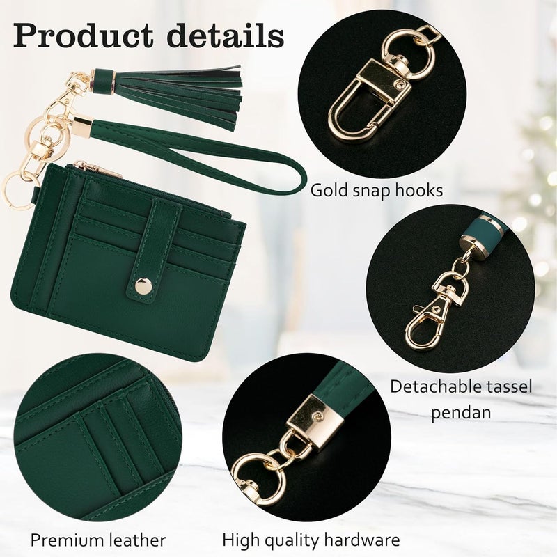 KNGITRYI Small Wristlet Wallets for Women RFID Credit Card Holder Wallet Keychain Wristlet Wallet Credit Card Wallets for Women (Dark Green) - Image 4